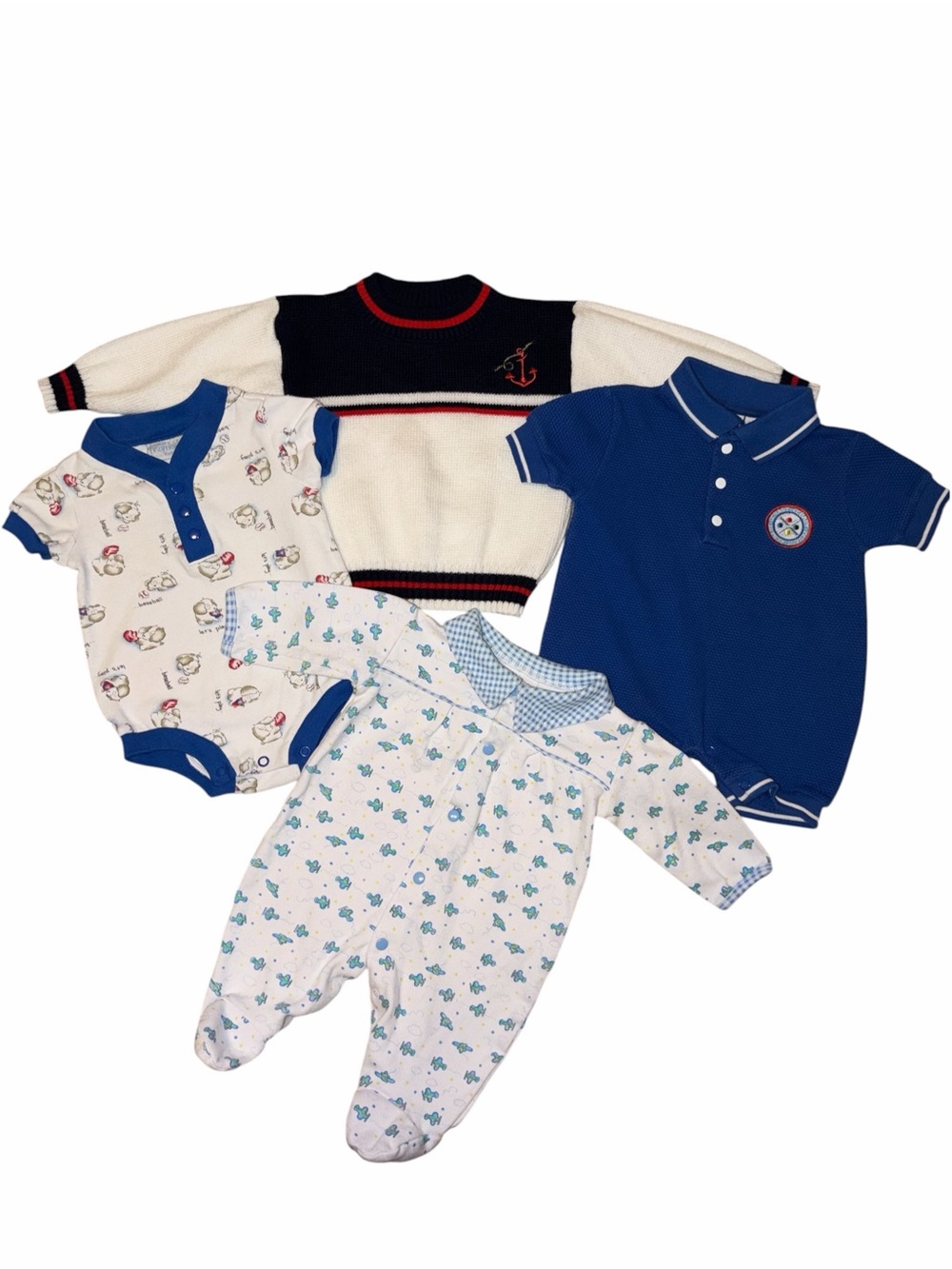 Vintage Y2K Baby Boy 0-6M 4pc Nautical Preppy Outfit Bundle Heritage Coastal